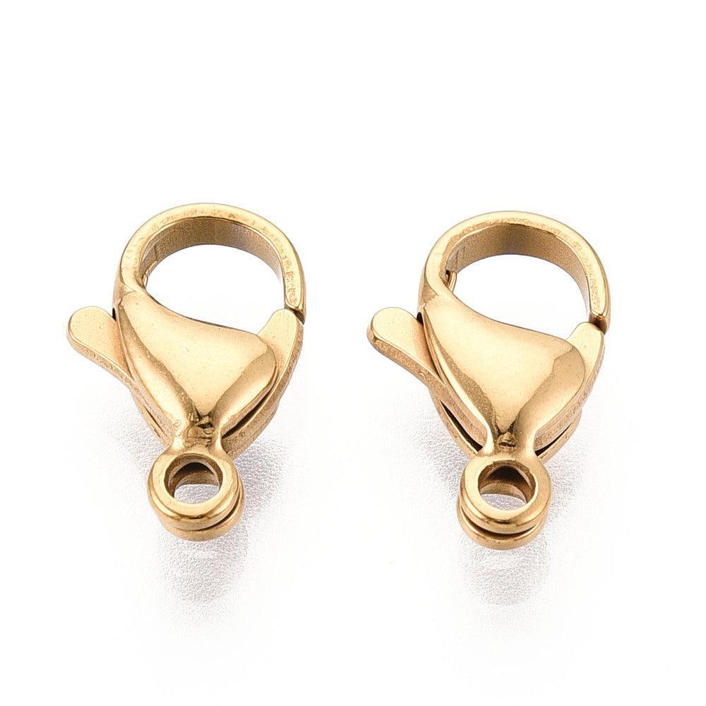 Karabijnsluiting Premium RVS Goud 13x8mm - per stuk-Sluitingen-Kraaltjes van Renate