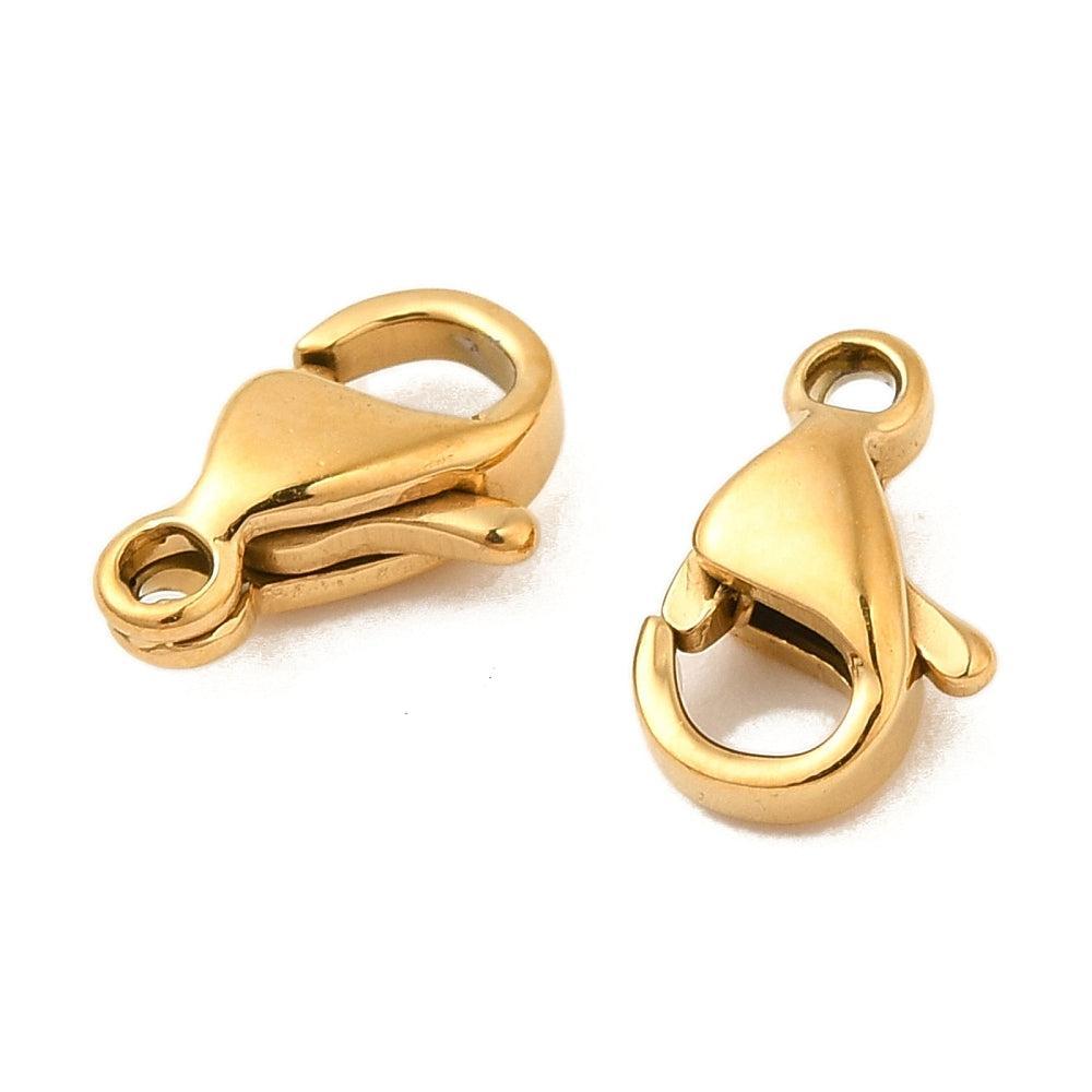 Karabijnsluiting Premium RVS Goud 9x3mm - per stuk-Sluitingen-Kraaltjes van Renate