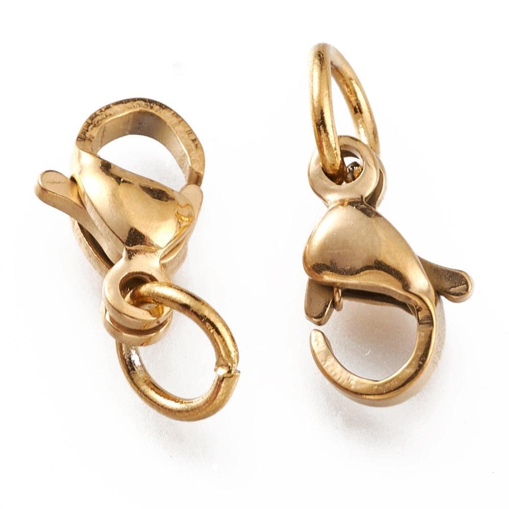 Karabijnsluiting RVS Goud 9mm - 3 stuks-Sluitingen-Kraaltjes van Renate