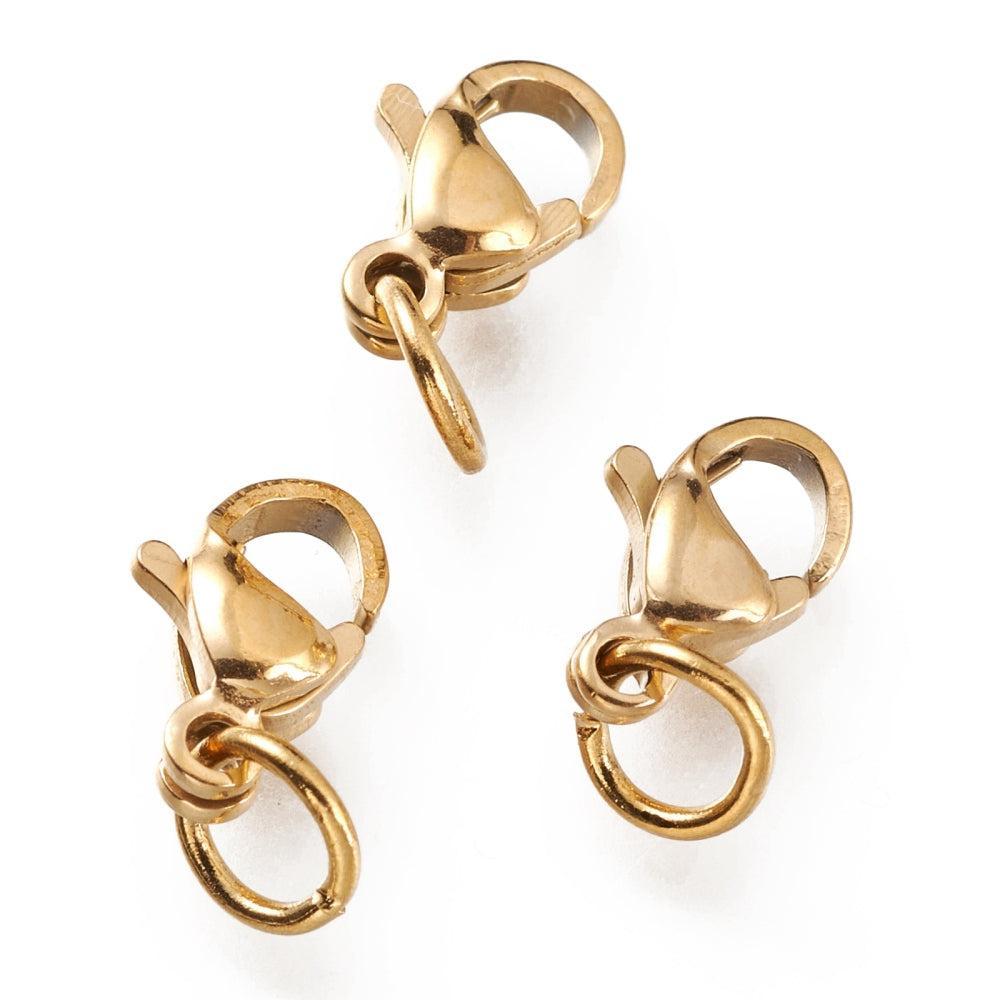 Karabijnsluiting RVS Goud 9mm - 3 stuks-Sluitingen-Kraaltjes van Renate