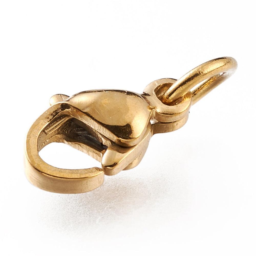Karabijnsluiting RVS Goud 9mm - 3 stuks-Sluitingen-Kraaltjes van Renate