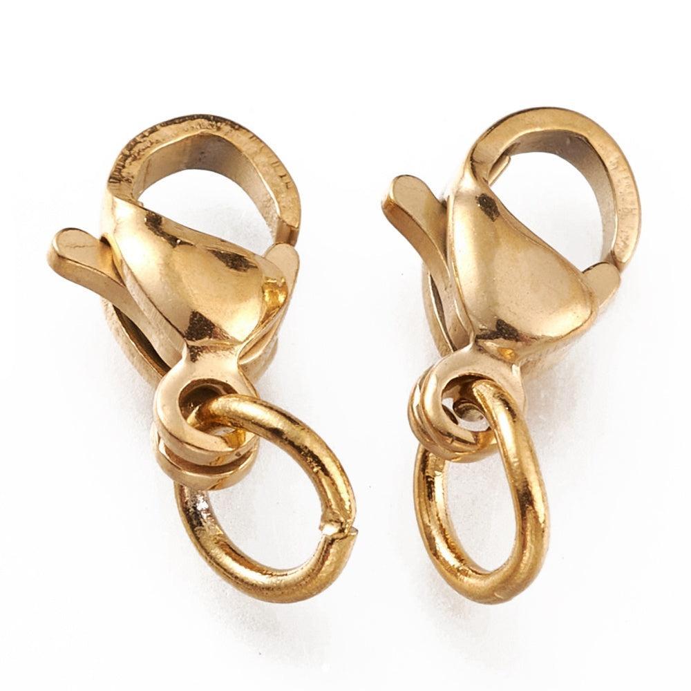 Karabijnsluiting RVS Goud 9mm - 3 stuks-Sluitingen-Kraaltjes van Renate