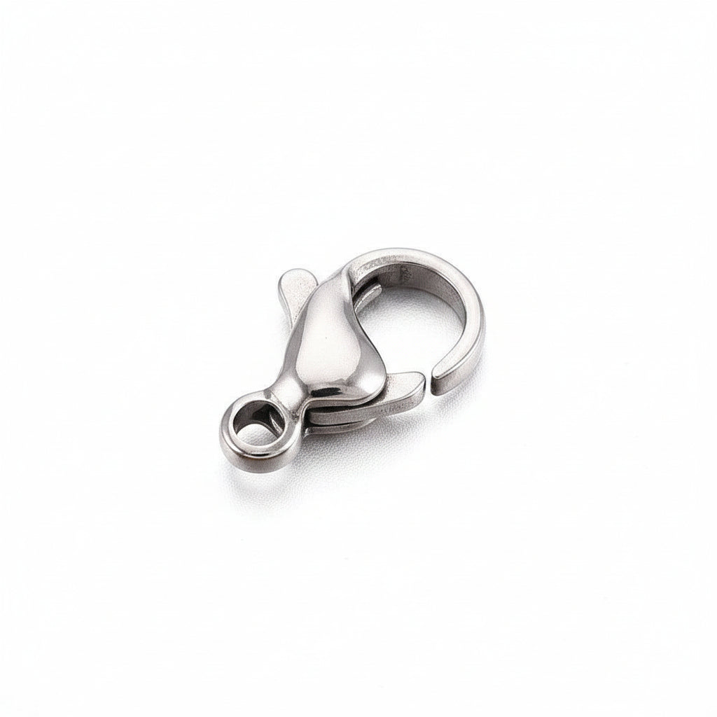 Karabijnsluiting RVS Staalkleur 10x6.3mm - per stuk-Sluitingen-Kraaltjes van Renate