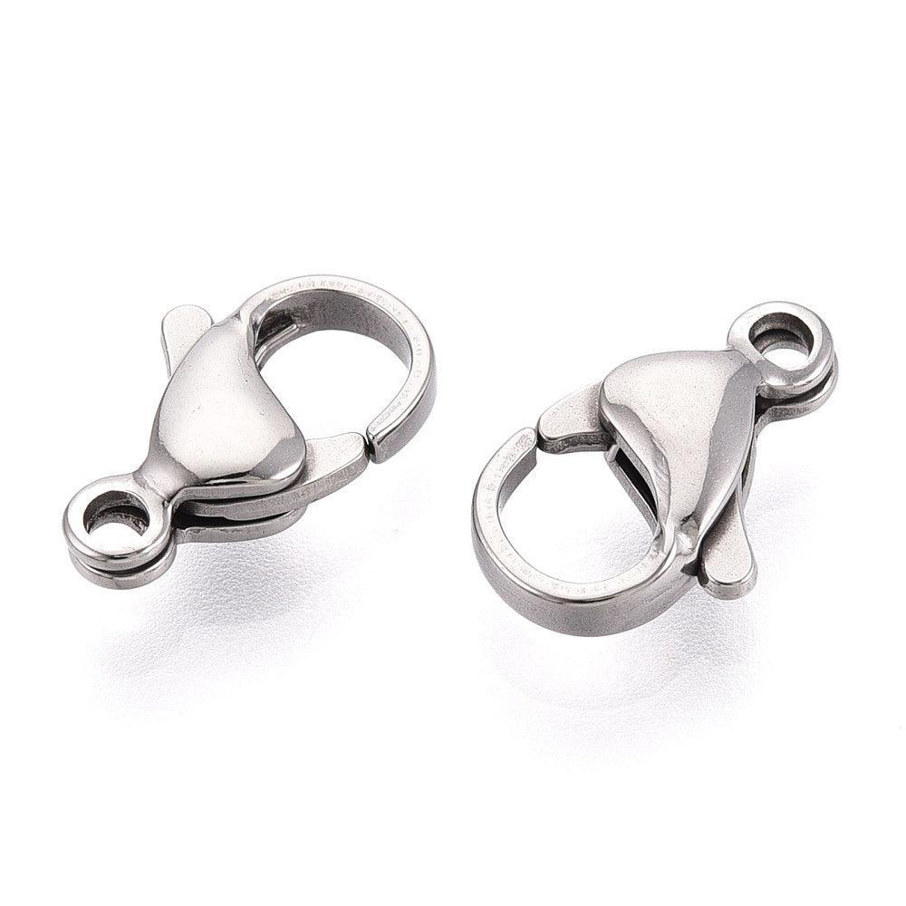 Karabijnsluiting RVS Staalkleur 13x8mm - per stuk-Sluitingen-Kraaltjes van Renate