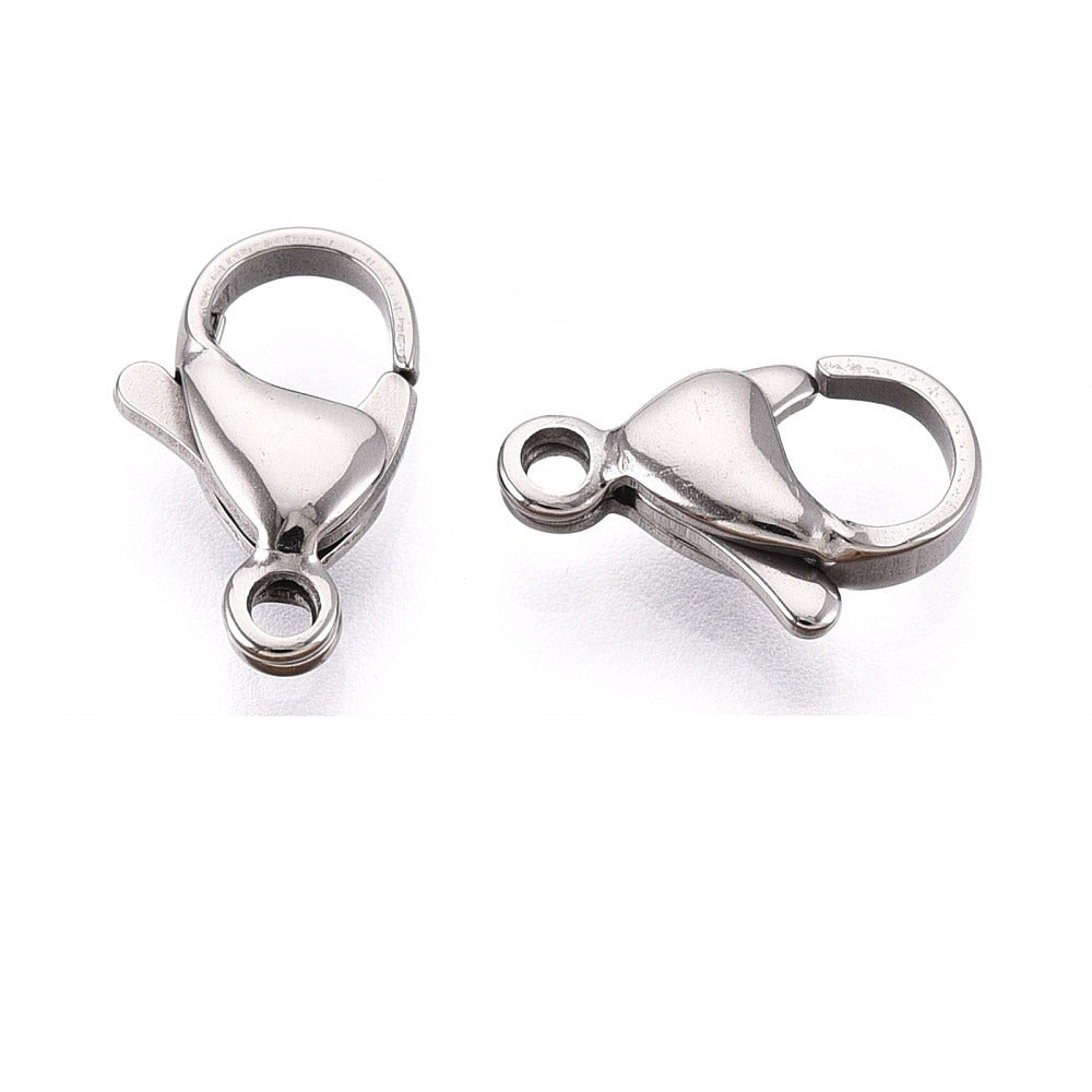 Karabijnsluiting RVS Staalkleur 13x8mm - per stuk-Sluitingen-Kraaltjes van Renate