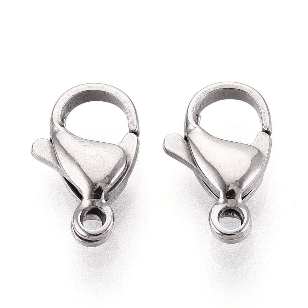 Karabijnsluiting RVS Staalkleur 13x8mm - per stuk-Sluitingen-Kraaltjes van Renate