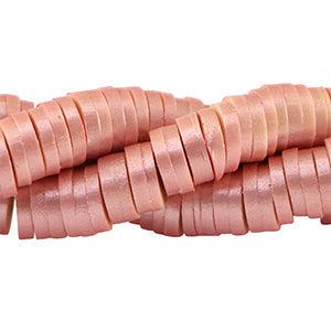 Katsuki kralen 6mm Burnt coral pink-pearl shine coating ±20cm-Kralen-Kraaltjes van Renate