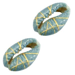 Kauri open schelp Basil green ±17x12mm-Kraaltjes van Renate