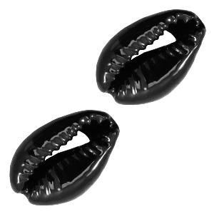 Kauri open schelp Black ±17x12mm-Kraaltjes van Renate
