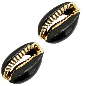 Kauri open schelp Black-Gold ±17x12mm-Kraaltjes van Renate