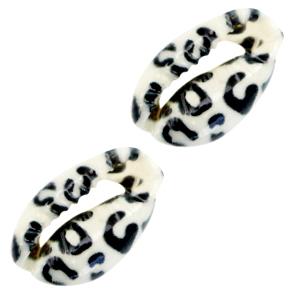 Kauri open schelp Black-white leopard ±17x12mm-Kraaltjes van Renate