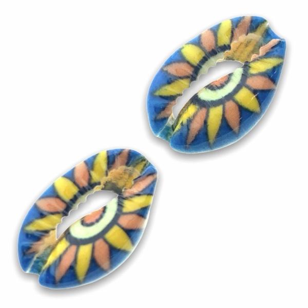 Kauri open schelp Blauw zon ±17x12mm-Kraaltjes van Renate