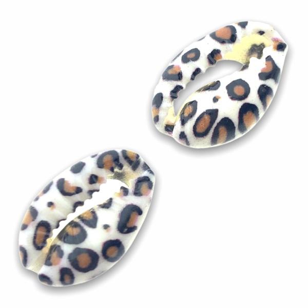 Kauri open schelp Brown-black leopard ±17x12mm-Kraaltjes van Renate