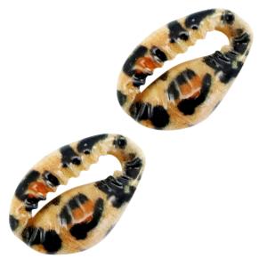 Kauri open schelp Brown leopard ±17x12mm-Kraaltjes van Renate