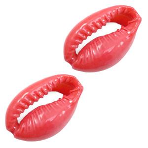 Kauri open schelp Coral red ±17x12mm-Kraaltjes van Renate
