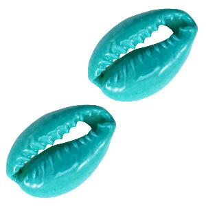 Kauri open schelp Deep ocean green ±17x12mm-Kraaltjes van Renate