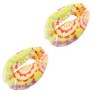 Kauri open schelp Flower yellow ±17x12mm-Kraaltjes van Renate