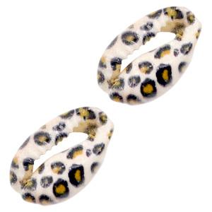 Kauri open schelp Leopard-brown ±17x12mm-Kraaltjes van Renate