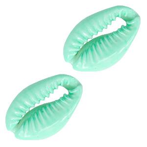 Kauri open schelp Light turquoise ±17x12mm-Kraaltjes van Renate