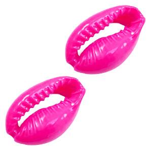 Kauri open schelp Neon pink ±17x12mm-Kraaltjes van Renate