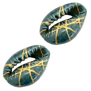 Kauri open schelp Ocean green ±17x12mm-Kraaltjes van Renate