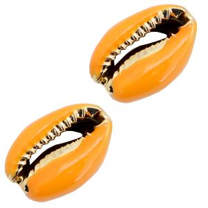 Kauri open schelp Orange-Gold ±17x12mm-Kraaltjes van Renate