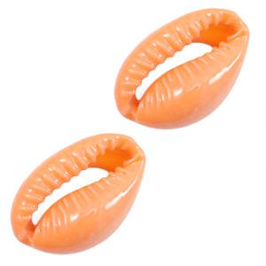 Kauri open schelp Peach orange ±17x12mm-Kraaltjes van Renate