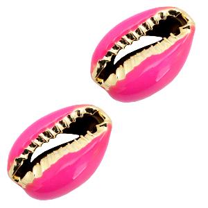 Kauri open schelp Pink-Gold ±17x12mm-Kraaltjes van Renate