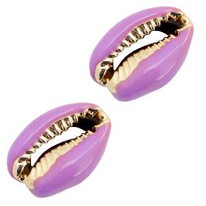 Kauri open schelp Purple-Gold ±17x12mm-Kraaltjes van Renate