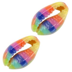 Kauri open schelp Rainbow multicolor ±17x12mm-Kraaltjes van Renate