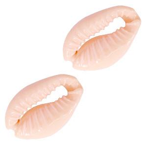 Kauri open schelp Sweet coral peach ±17x12mm-Kraaltjes van Renate