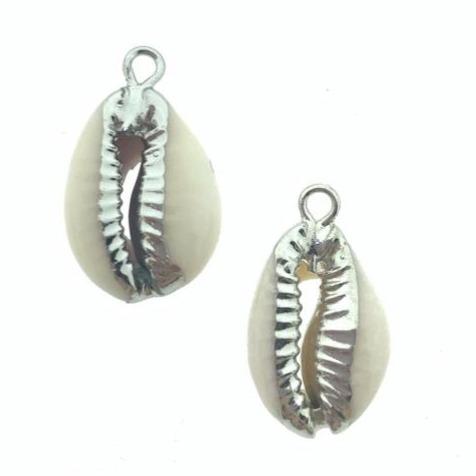 Kauri open schelp White-Silver ±17x12mm-Kraaltjes van Renate