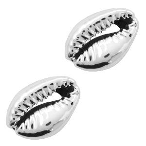 Kauri open schelp zilver Platinum plated ±18x13mm-Kraaltjes van Renate