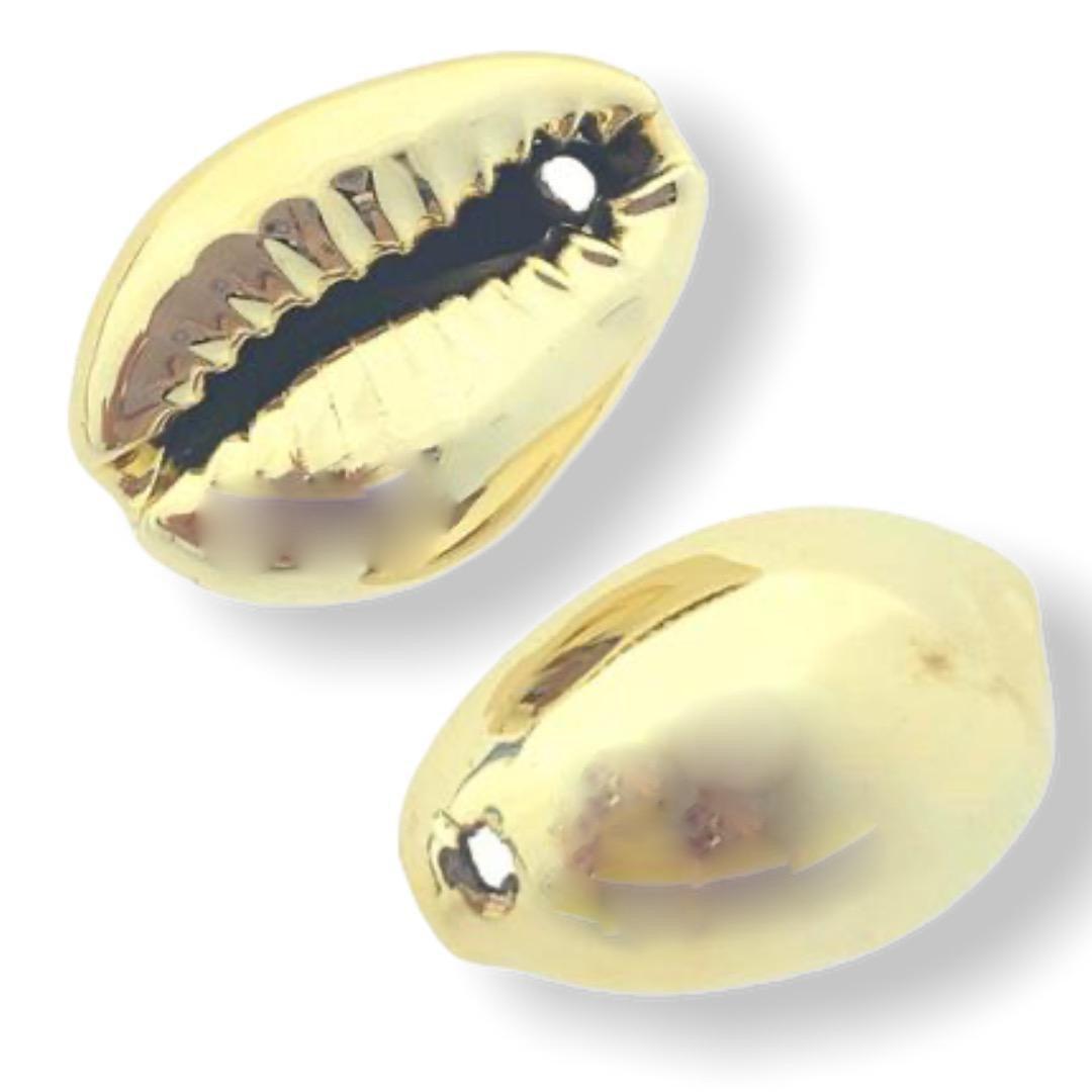 Kauri schelp hanger Gold ±18x13mm-Kraaltjes van Renate