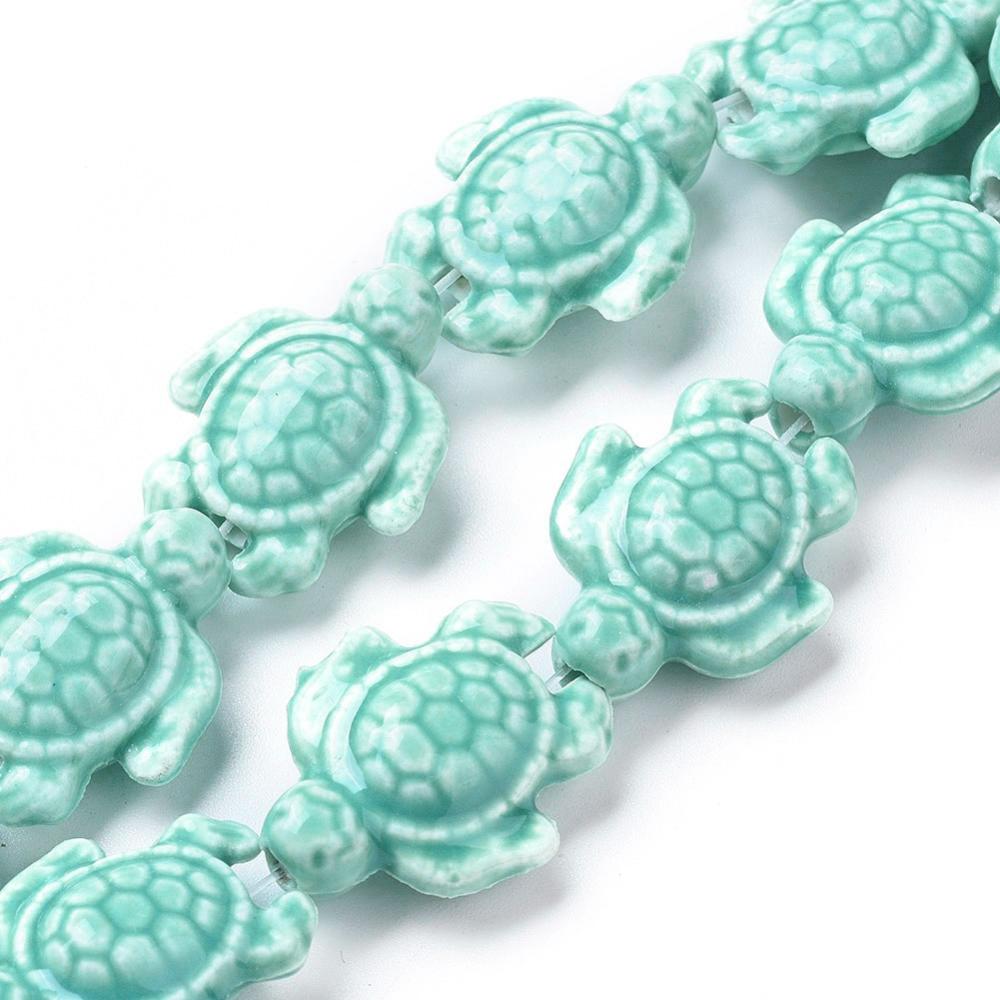 Keramiek Turtle kraal Turquoise 19x15mm-Kralen-Kraaltjes van Renate