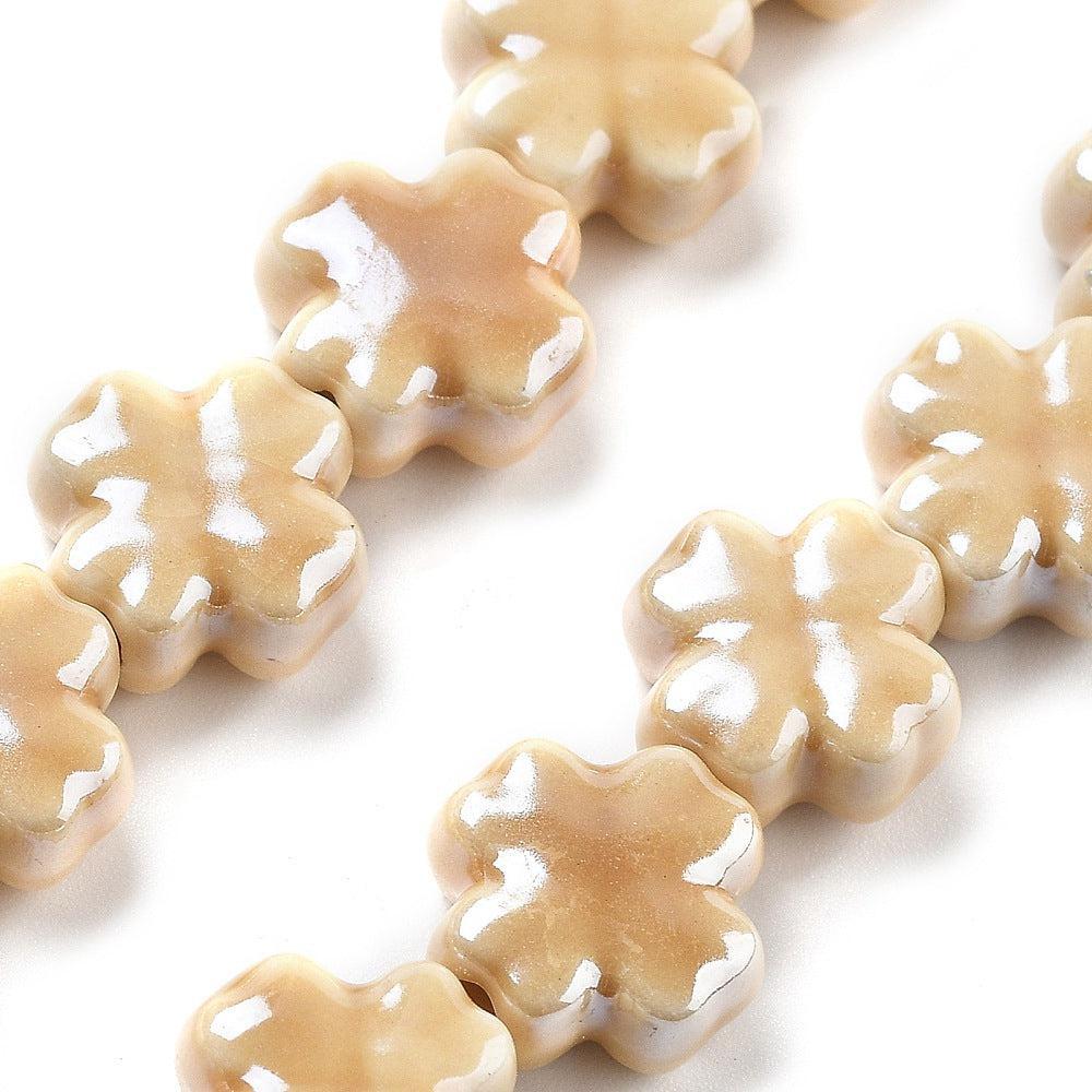 Keramiek kraal Klaver Beige 12mm- per stuk-Kralen-Kraaltjes van Renate