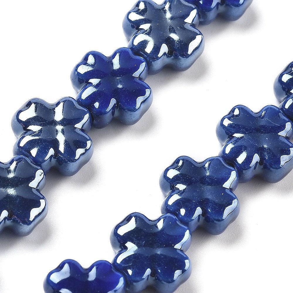 Keramiek kraal Klaver Royal Blue 12mm- per stuk-Kralen-Kraaltjes van Renate