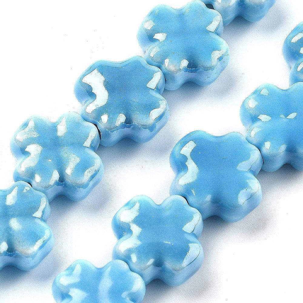Keramiek kraal Klaver Sky Blue 12mm- per stuk-Kralen-Kraaltjes van Renate