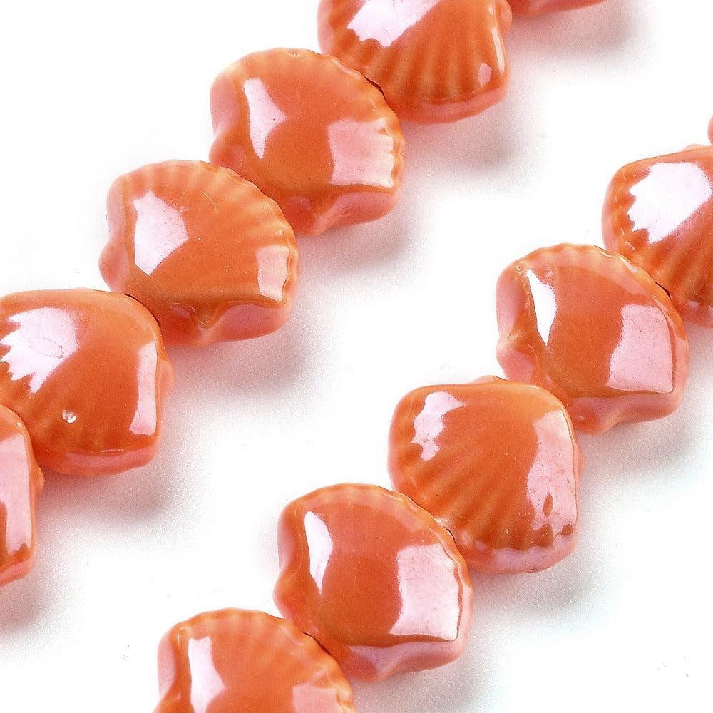 Keramiek kraal Schelp Oranje 12mm- per stuk-Kralen-Kraaltjes van Renate