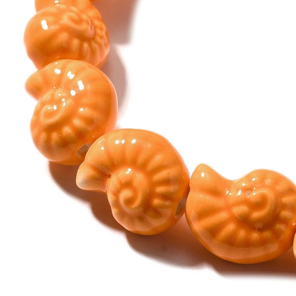 Keramiek kraal Schelp Oranje 15mm- per stuk-Kralen-Kraaltjes van Renate