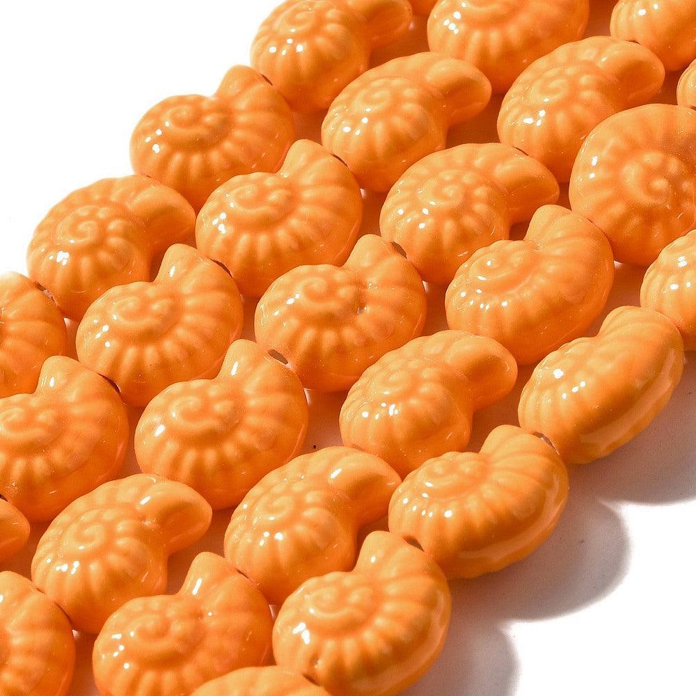 Keramiek kraal Schelp Oranje 15mm- per stuk-Kralen-Kraaltjes van Renate