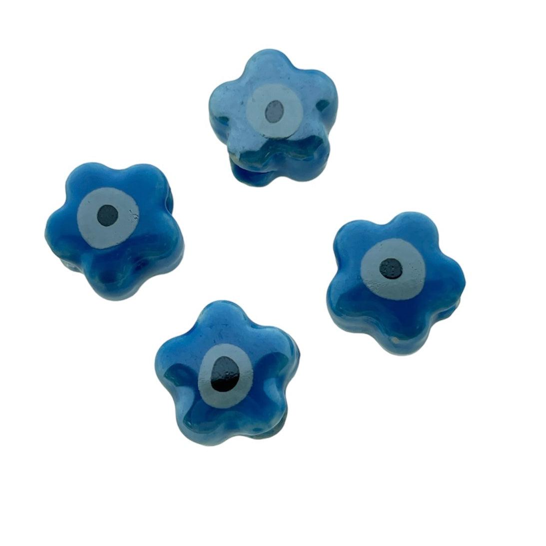 Keramiek kraal bloemetje blauw 11mm- per stuk-Kralen-Kraaltjes van Renate