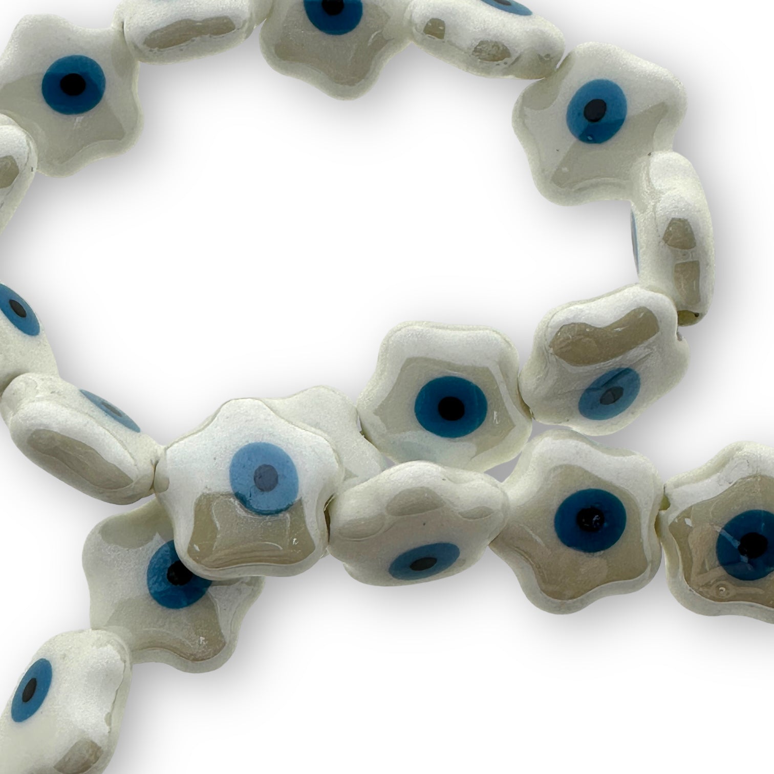 Keramiek kraal evil eye bloem 14x15x6.5mm- per stuk-Kralen-Kraaltjes van Renate