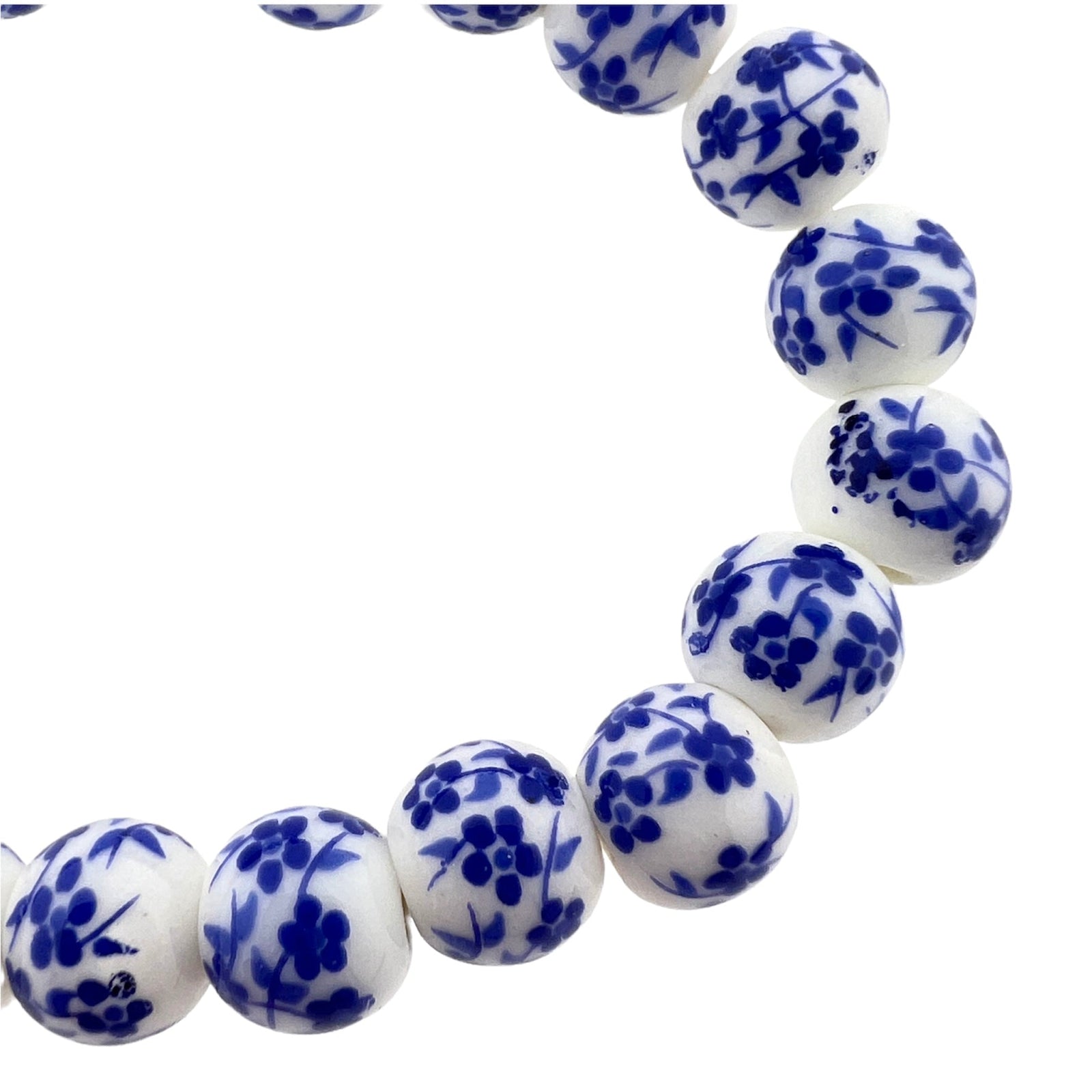 Keramiek kraal flower blauw-wit (ø1mm) 6mm-Kralen-Kraaltjes van Renate