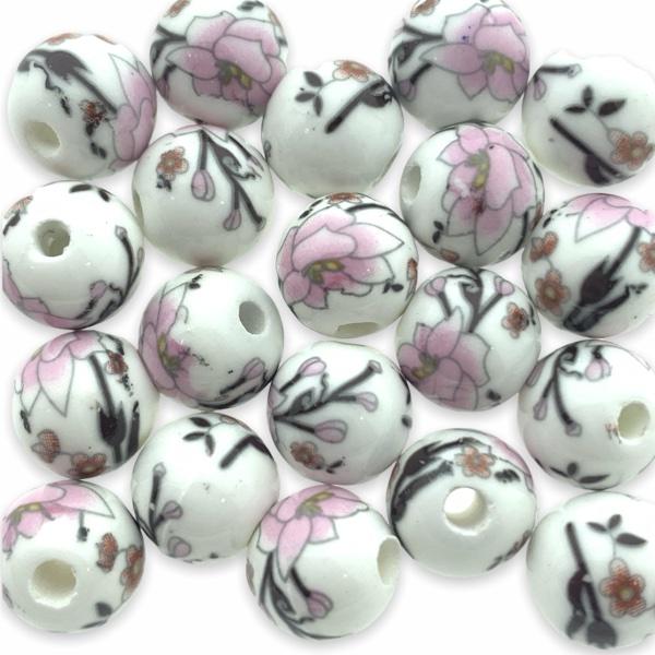 Keramiek kraal flower roze (ø2mm) 10mm-Kraaltjes van Renate