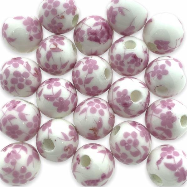 Keramiek kraal flower roze (ø3mm) 10mm-Kraaltjes van Renate