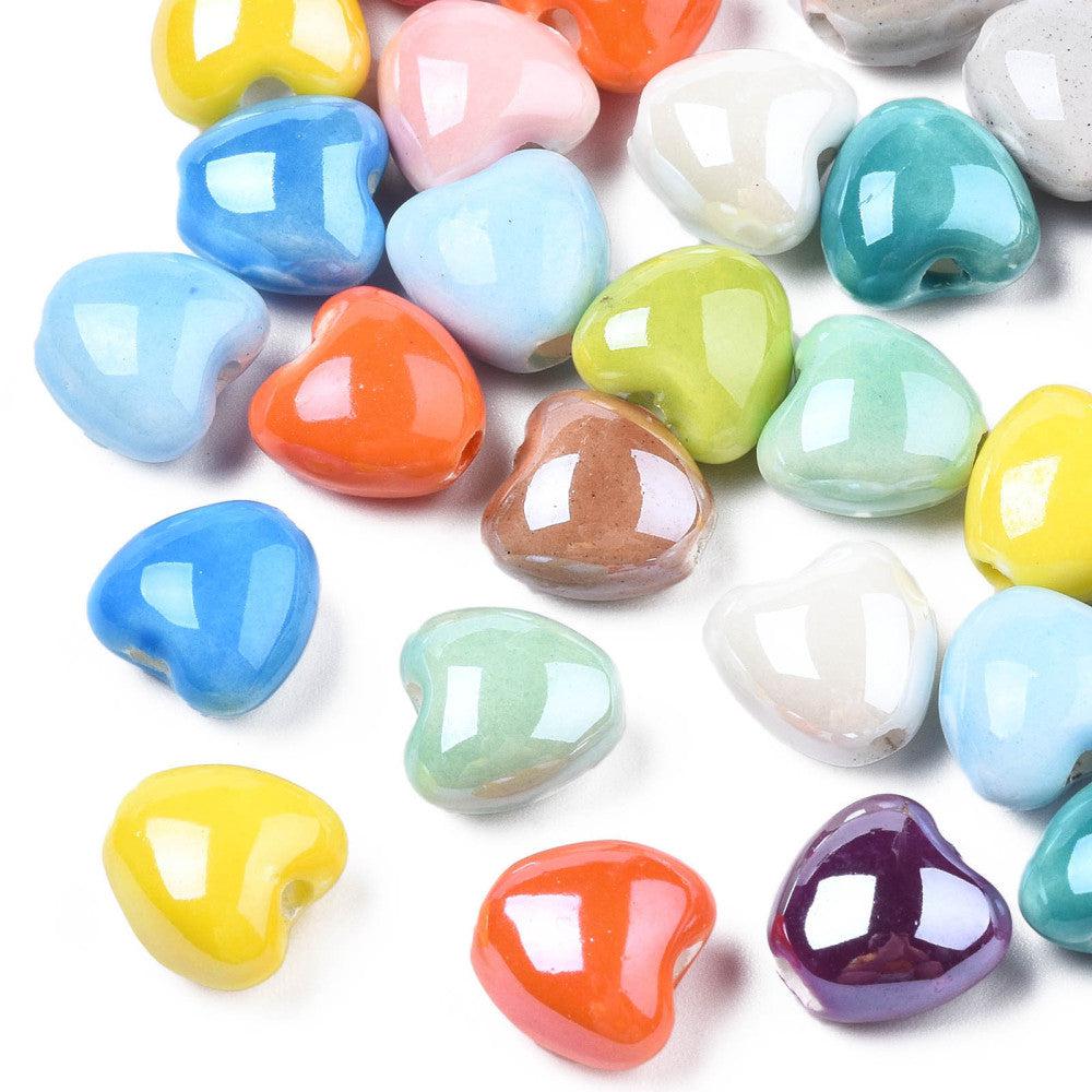 Keramiek kraal hartje mix 10mm- per stuk-Kralen-Kraaltjes van Renate