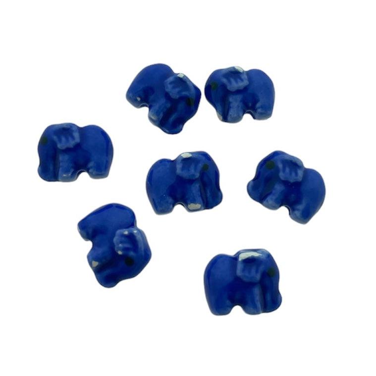 Keramiek kraal olifant donkerblauw 11x14mm- per stuk-Kralen-Kraaltjes van Renate