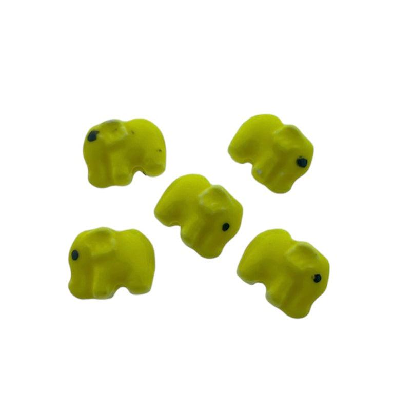 Keramiek kraal olifant geel 11x14mm- per stuk-Kralen-Kraaltjes van Renate