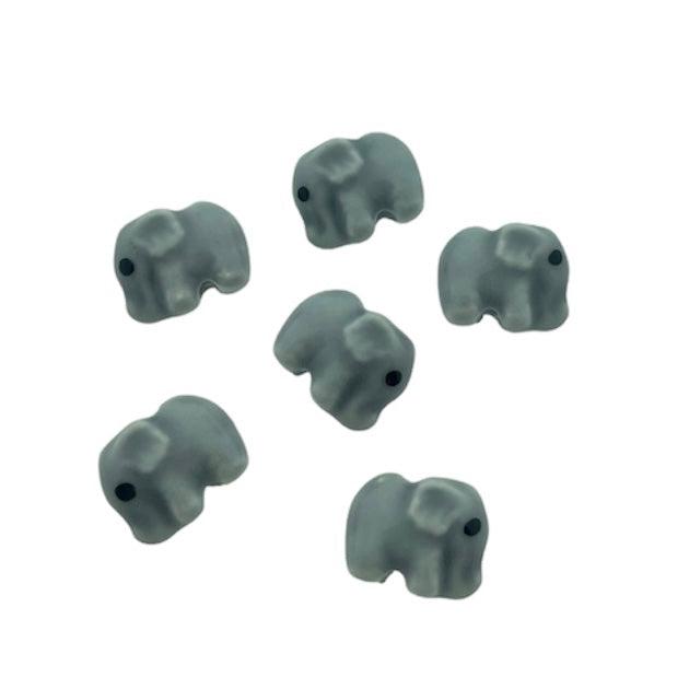 Keramiek kraal olifant grijs 11x14mm- per stuk-Kralen-Kraaltjes van Renate